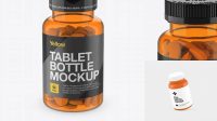 2386+ Orange Pill Bottle PSD Mockup High-Angle Shot High-End Photoshop Mockup