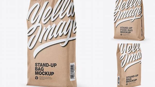 2387+ Kraft Stand-up Bag PSD Mockup Half Side View Elegant and Stylish Mockup