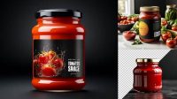 2388+ Hot Tomato Sauce Jar PSD Mockup Advanced Editable PSD