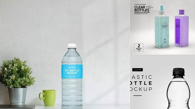 2389+ Clear PET Bottle With Blue Gel PSD Mockup Free Design Resource