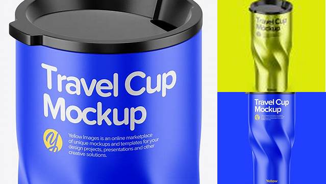 2390+ 390ml Matte Travel Cup PSD Mockup High-Angle Shot Free Downloadable PSD