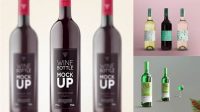 2390+ Clear Glass Wine Bottle with Cap PSD Mockup Free Download Design Mockup