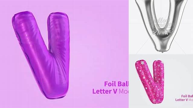 2392+ Letter V Foil Balloon PSD Mockup Advanced and Editable PSD Template Free