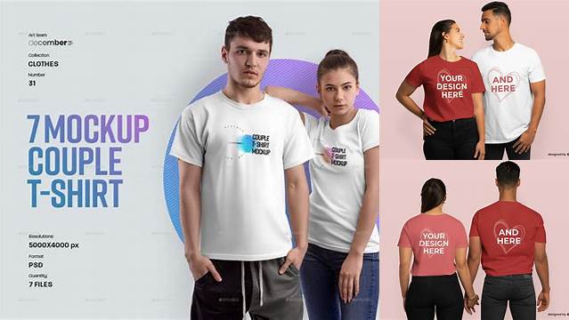 2394+ Mockup T Shirt Couple Free Best for Showcase