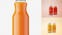 2398+ Clear Glass Bottle With Carrot Juice PSD Mockup Photoshop PSD Free for Designers