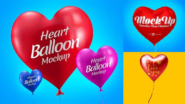 2398+ Heart Shaped Balloon PSD Mockup Fully Layered PSD Freebie