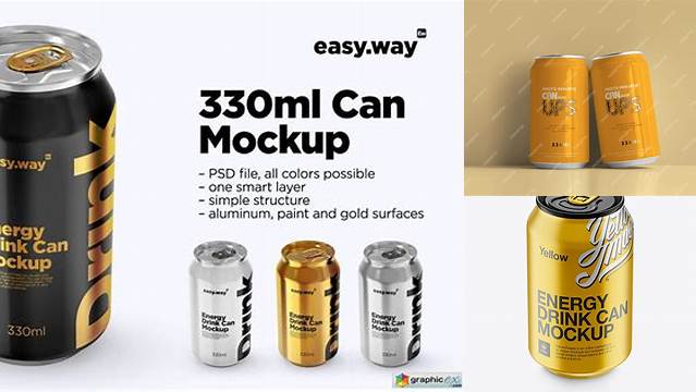 2401+ 330ml Aluminium Cans PSD Mockup Exclusive Free Photoshop Asset