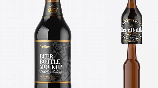 2404+ Amber Glass Stout Beer Bottle PSD Mockup Free Downloadable PSD