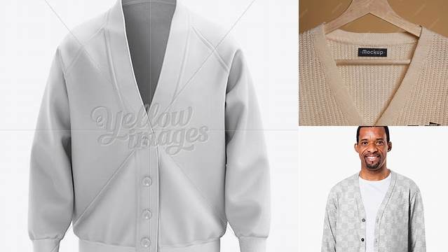 2405+ Men's Cardigan PSD Mockup Front View Professional Graphic PSD Download