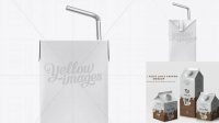 2406+ 200ml Milk Carton Box with Straw PSD Mockup Photoshop Resource Free