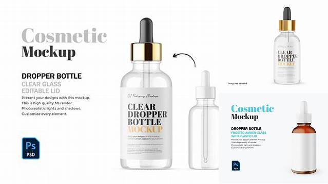 241+ 100ml Clear Glass Dropper Bottle PSD Mockup Elegant Free Template