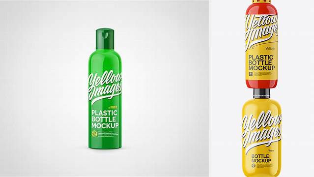 241+ Glossy Plastic Bottle with Yellow Drink PSD Mockup Free Design Resource