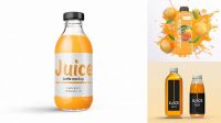 2411+ Clear Plastic Bottle with Orange Juice PSD Mockup Editable Photoshop Free Mockup