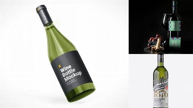 2412+ Green Glass Wine Bottle with Cap PSD Mockup Elegant and Versatile PSD Resource