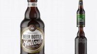 2416+ 330ml Amber Glass Bottle with Red Ale PSD Mockup Elegant Photoshop Mockup