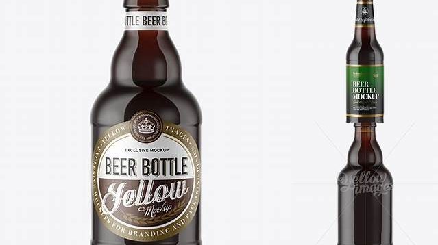 2416+ 330ml Amber Glass Bottle with Red Ale PSD Mockup Elegant Photoshop Mockup