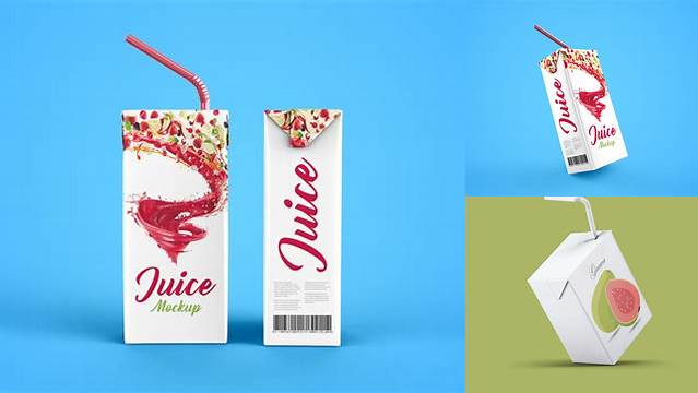 2417+ Juice Box PSD Mockup Front View Photoshop Freebie