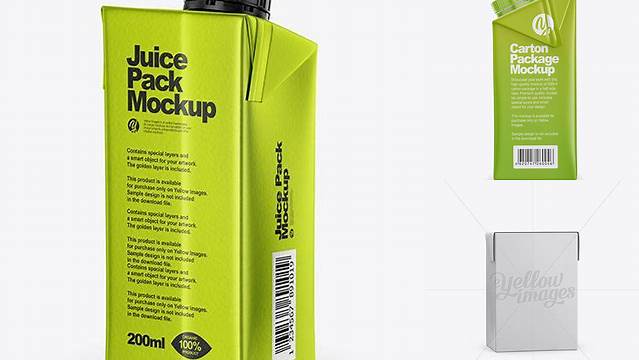 2419+ 200ml Carton Package PSD Mockup Half Side View Best Free Mockup PSD