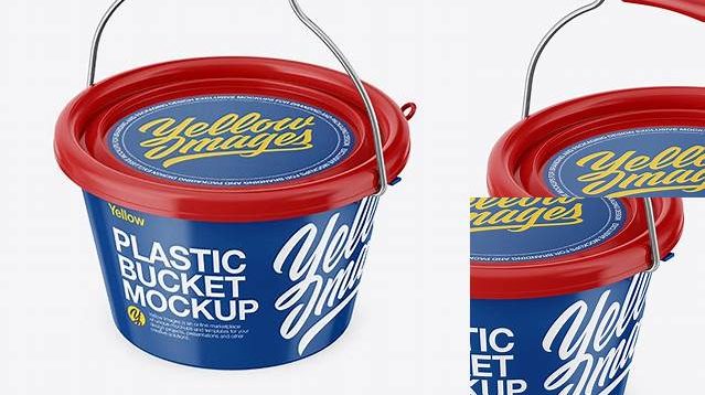 242+ Plastic Bucket PSD Mockup Half Side High Angle Shot Smart Object-Based PSD Template Free