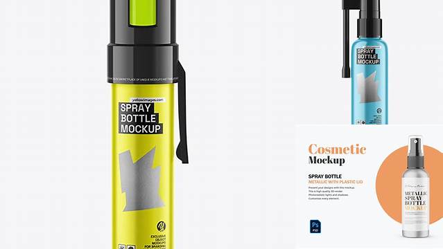 2420+ Matte Metallic Spray Bottle PSD Mockup High-Quality Creative PSD