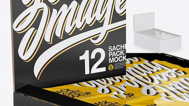 2422+ 12 Snacks Opened Box PSD Mockup Half Side View Modern Photoshop Resource