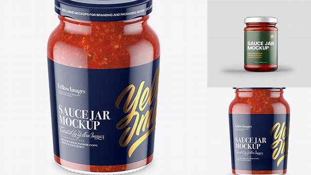 2422+ Clear Glass Jar with Meat Sauce PSD Mockup Elegant and Stylish Mockup