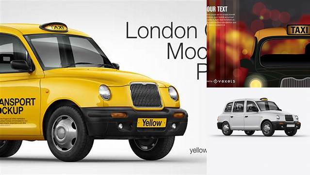 2428+ London Cab PSD Mockup Back View Customizable Photoshop Template