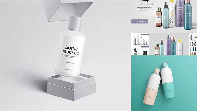 243+ Glossy Cosmetic Bottle PSD Mockup High-Angle Shot Advanced Photoshop Design Free