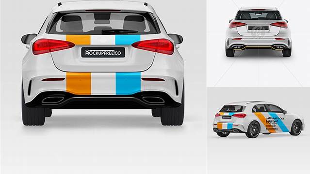 2432+ Hatchback 5-doors PSD Mockup Back View Exclusive Free Photoshop Asset