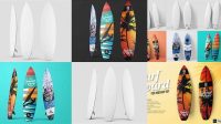 2434+ Matte Surfboard PSD Mockup Front View Smart Object PSD Template