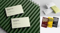 2439+ Three Textured Business Cards PSD Mockup Exclusive Editable PSD File