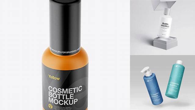 2440+ Cosmetic Bottle PSD Mockup High-Angle Shot Free PSD Mockup Resource