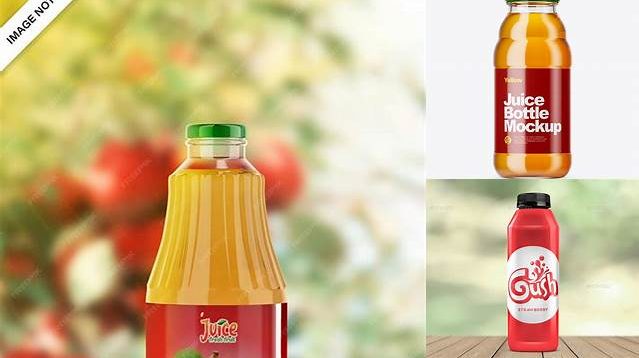 2441+ Clear Glass Red Apple Juice Bottle PSD Mockup Exclusive Free Photoshop Mockup