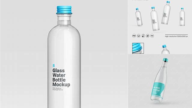 2449+ Amber Glass Water Bottle PSD Mockup Fully Layered Photoshop Freebie