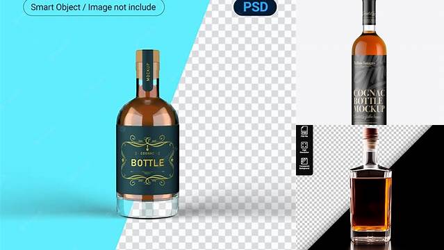 2449+ Clear Glass Bottle With Cognac PSD Mockup Elegant and Versatile PSD Resource