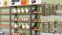 2449+ Supermarket Shelf Mockup Free Graphic Mockup PSD