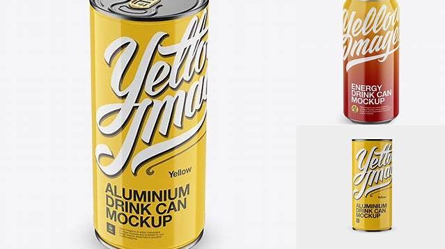 2450+ 1L Glossy Aluminium Can PSD Mockup PSD Free Download