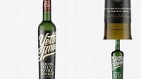 2452+ Antique Green Glass Liquor Bottle PSD Mockup Front View Photoshop Resource Free