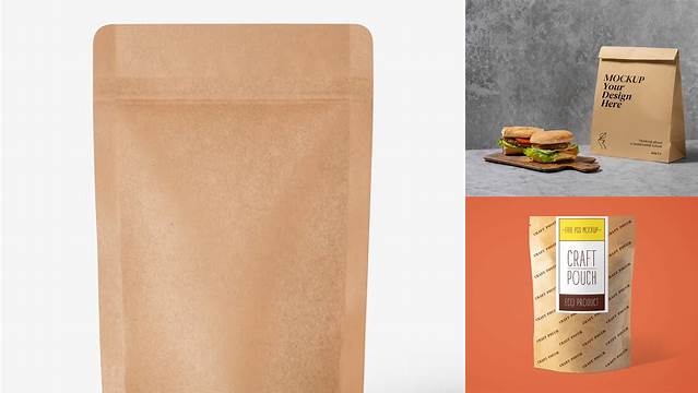 2454+ Glossy Kraft Pouch PSD Mockup Fully Editable PSD Template