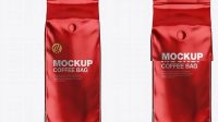 2456+ Glossy Coffee Bag with Valve PSD Mockup Front View Fully Layered Free Photoshop File