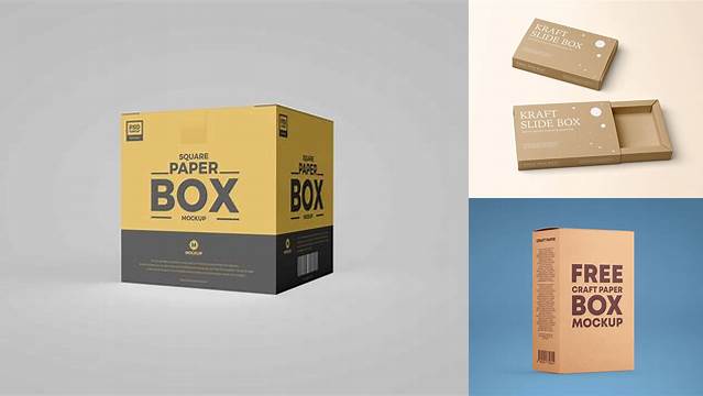 2458+ Two Paper Boxes PSD Mockup Smart Object PSD Template