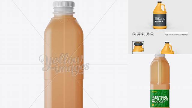 2460+ Frosted Plastic Juice Jug PSD Mockup Front and Back Views Exclusive Free Photoshop Asset