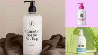 2463+ Cosmetic Bottle with Lotion Pump PSD Mockup Fully Customizable Photoshop Freebie