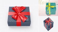 2465+ Glossy Gift Box with Glossy Bow PSD Mockup Best Free Mockup PSD