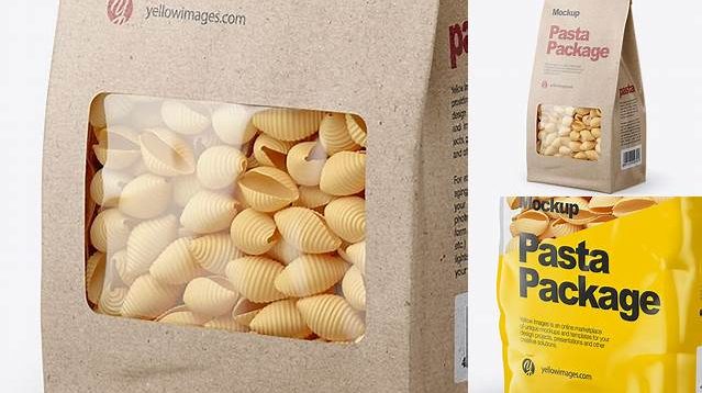 2465+ Kraft Bag with Conchiglie Pasta PSD Mockup Half Side View Exclusive Digital PSD Resource