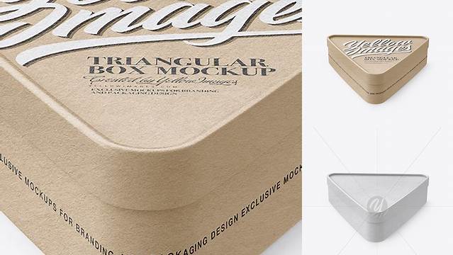 2465+ Kraft Paper Triangular Box PSD Mockup High-Angle Shot Free PSD Mockup Resource