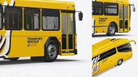 2466+ Bus PSD Mockup Back Half Side View High-Quality Editable PSD