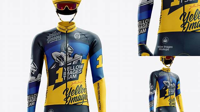 2466+ Men’s Full Cycling Thermal Kit PSD Mockup Front View Unique High-Resolution Design Freebie