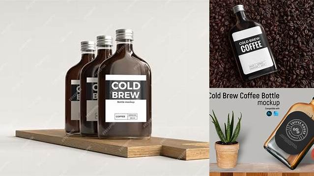 2469+ Amber Glass Bottle With Cold Brew Coffee PSD Mockup Custom Graphic Resource Free Download