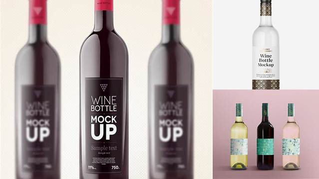 247+ Clear Glass Wine Bottle with Cap PSD Mockup Free Graphic Design Resource